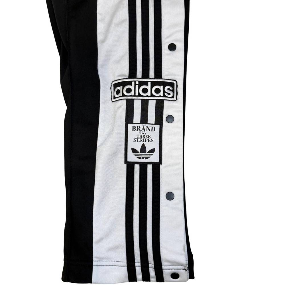 Adidas Snap Track Pants Black White 3 Stripe Tearaway Joggers Womens XS Retro - Picture 4 of 10